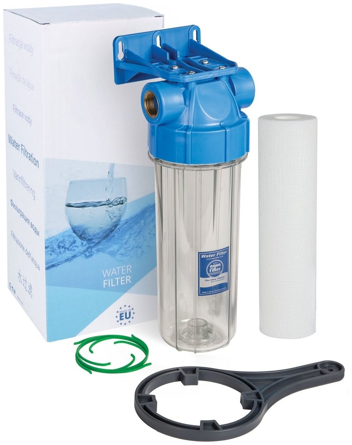 Магистральный фильтр для холодной воды с картриджем 10SL резьба 1/2" Aquafilter FHPR12-B1-AQ 548/1 Уцененный товар (№1)
