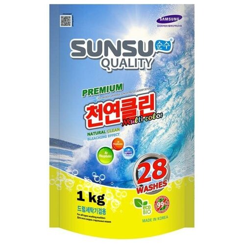 Стиральный порошок SUNSU-Q для цветного белья, бесфосфатный универсальный концентрированный, 1.0 кг, м/у