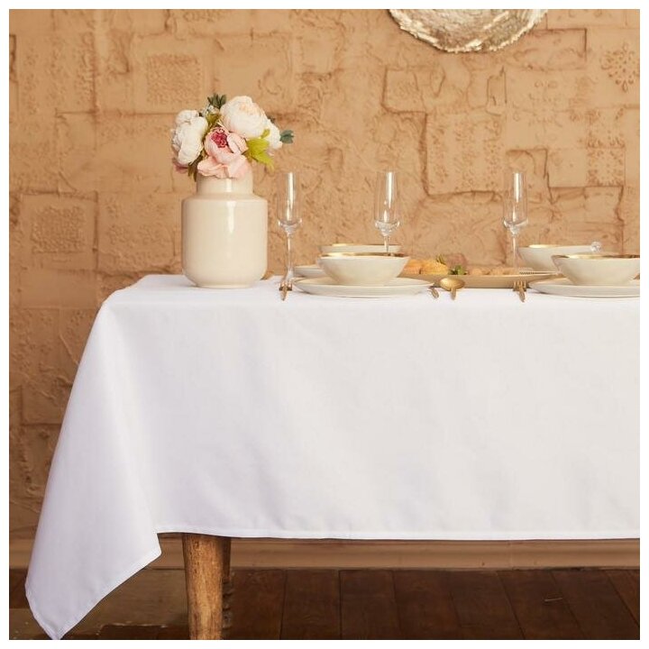 фото Скатерть "Этель" Cozy 150*300 +/-3см, цв. белый, пл. 192 г/м2, хл с вгмо