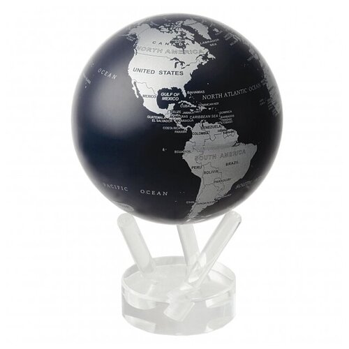Глобус политический Mova Globe самовращающийся, цвет черный с серебром