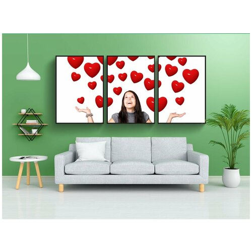фото Набор модулных постеров для интерьера "женщина, девочка, сердца" 60x90 см. в тубусе, без рамки lotsprints