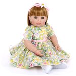 Reborn Kaydora Кукла Реборн мягконабивная (Reborn Cloth Body Doll 20 inch) Девочка в ярком цветочном платье (51 см) - изображение
