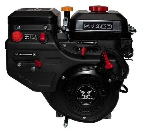 Двигатель бензиновый Zongshen SN420E (190FD) "Зима" 420 см куб D25 мм 9А электрический и ручной старт - фотография № 1