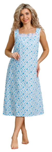 Сорочка А-ЛЁНка, без рукава, размер 58, белый, голубой