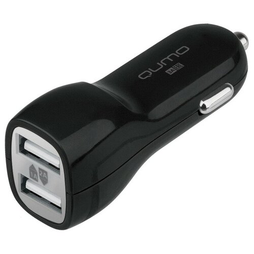 Автомобильное зарядное устройство Qumo Auto Energy зарядка 3А 2 USB-порта + кабель Lightning - чёрный