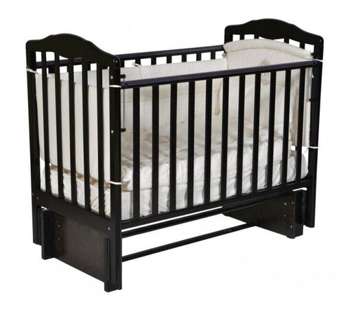 Детская кроватка для новорожденных Антел Алита 3/5 с универсальным маятником (поперечный/продольный), съемной стенкой, цвет венге