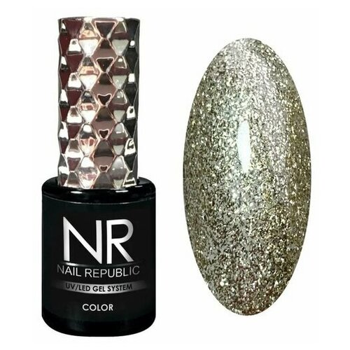 Nail Republic гель-лак для ногтей Color, 10 мл, 10 г, 420 мерцающий серебряный