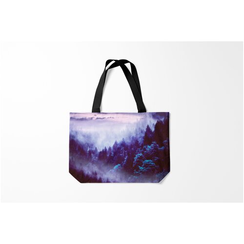 фото Сумка-шоппер / 46х35 см / популярные иллюстрации / природа лесной туман burnettie