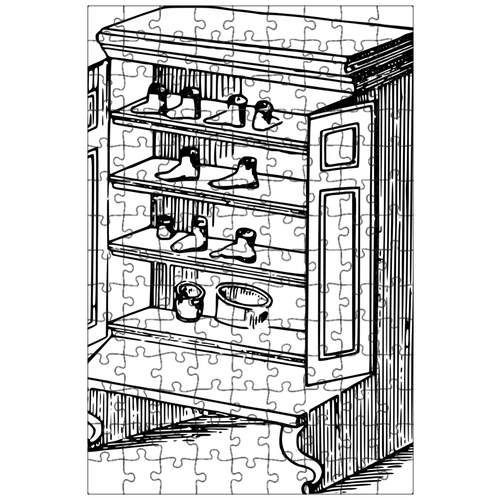 фото Магнитный пазл 27x18см."спальная комната, сапоги, буфет" на холодильник lotsprints
