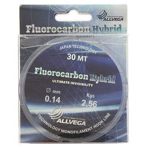 леска монофильная allvega fluorocarbon hybrid 30м 0 12мм 1 98кг флюорокарбон 65% Леска ALLVEGA Fluorocarbon Hybrid 0.14 30м 1059921