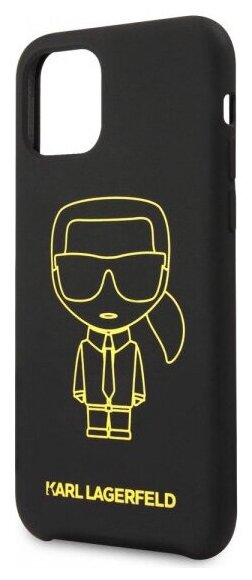 Чехол Lagerfeld для iPhone 11 Liquid silicone Ikonik outlines Hard Black/Yellow