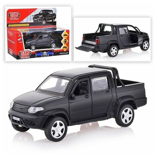 машина pickup 6x6 hc toys машина р у 1 10 внедорожник pickup 6x6 акб Машина металлическая инерционная UAZ Pickup, матовый черный, 12 см