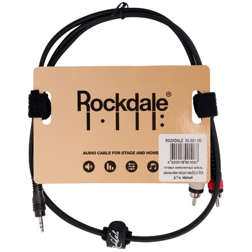 Готовый компонентный кабель, разъёмы stereo mini jack папа (3,5) x 2 RCA, д 1 м - ROCKDALE XC-001-1M