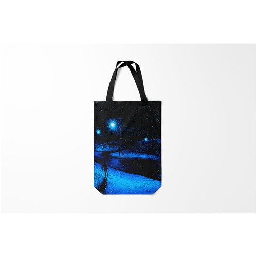 фото Сумка-шоппер / 31х42 см / неоновые принты / космос зимняя ночь burnettie