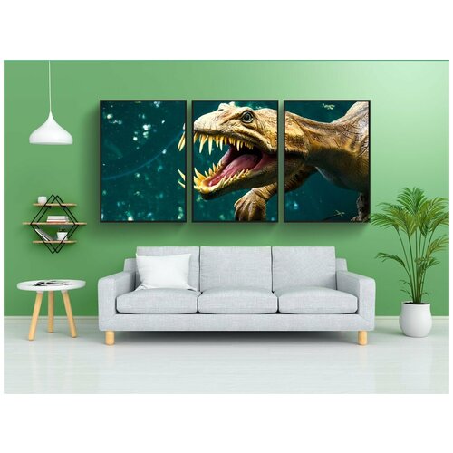 фото Набор модулных постеров для интерьера "динозавр, парк культуры и отдыха, дино парк" 60x90 см. в тубусе, без рамки lotsprints