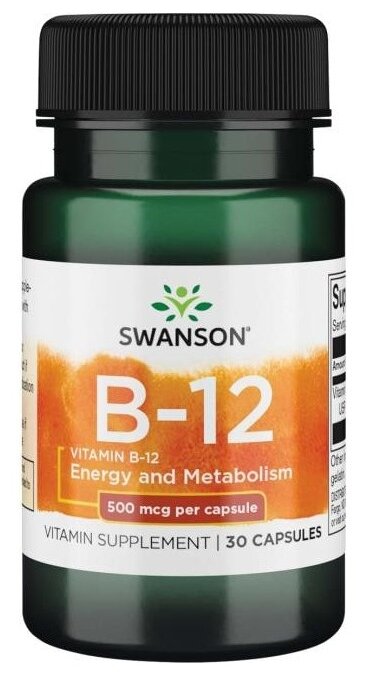 Vitamin B-12, 500 мкг, 40 мл, 30 г, 30 шт.
