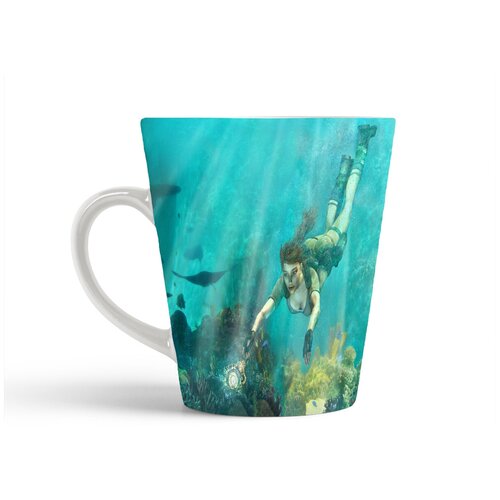 фото Кружка-латте coolpodarok lara croft tomb raider anniversary девушка под водой