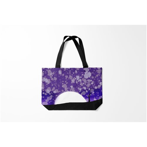 фото Сумка-шоппер / 46х35 см / неоновые принты / разные одинокое дерево в ночи burnettie
