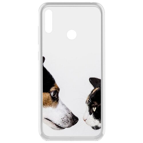 Чехол-накладка Krutoff Clear Case Собаки против кошек для Huawei Y7 (2019) чехол накладка krutoff soft case автодинамика для huawei y7 2019 черный