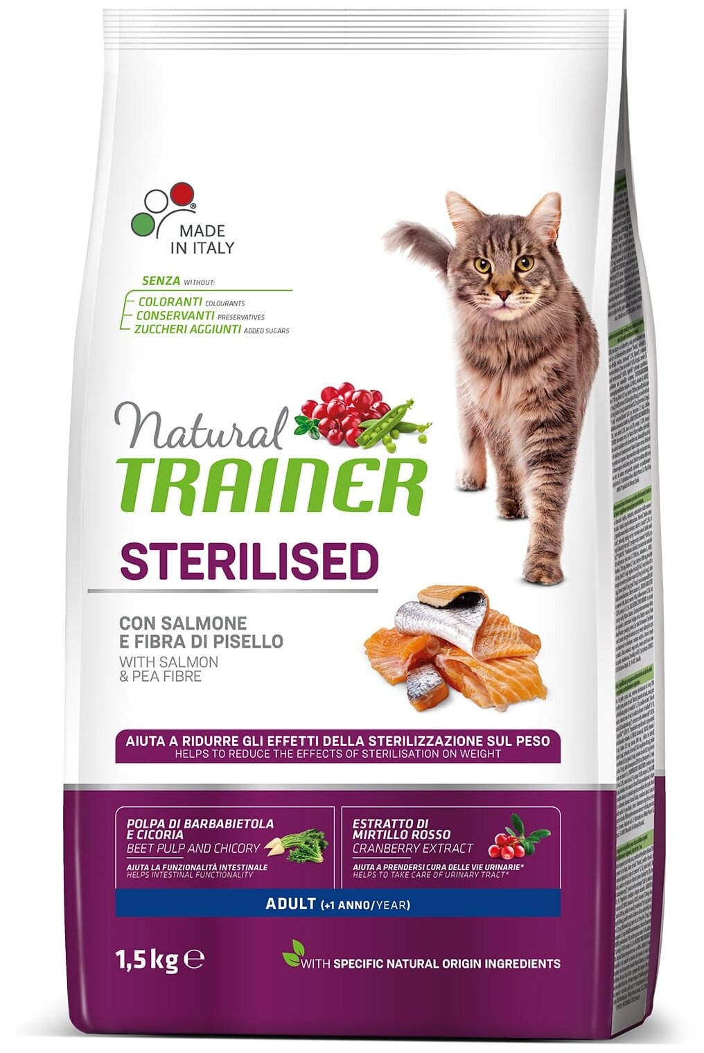 Trainer Natural Adult Sterilised Salmon с лососем 1,5 кг