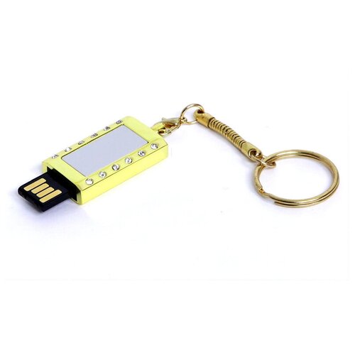 Флешка Кулон со стразами (32 Гб / GB USB 2.0 Золотой/Gold MiniDiamond_8 Подарок к празднику 8 марта для милых дам от любимых мужчин)