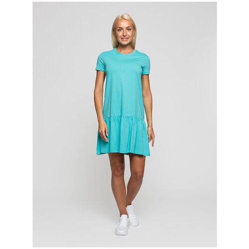 фото Платье-футболка lunarable, хлопок, повседневное, свободный силуэт, мини, размер 52 (2xl), голубой