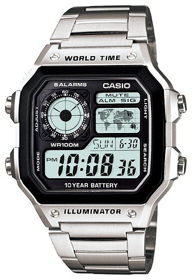 Наручные часы CASIO AE-1200WHD-1A, черный, серебряный