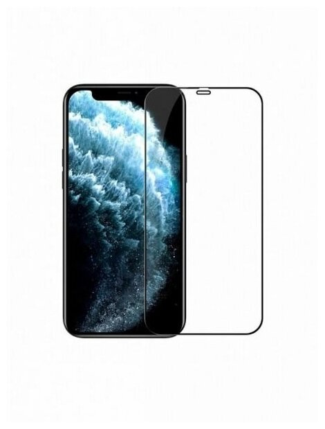 Защитное стекло 3D DF для iPhone 12 mini 0.33 мм черная рамка - фото №2