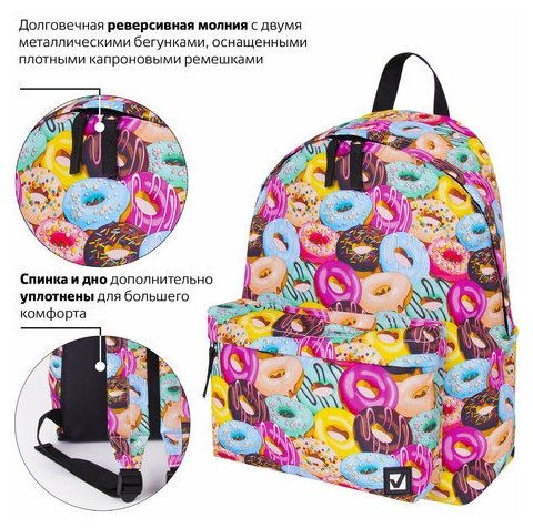 Рюкзак универсальный 41х32х14 см BRAUBERG сити-формат, Donuts, 20 литров