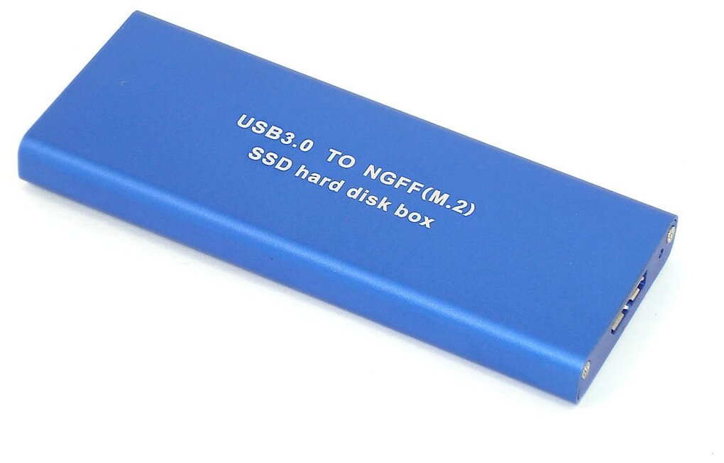 Бокс для SSD диска NGFF (M2) с выходом USB 3.0 алюминиевый синий