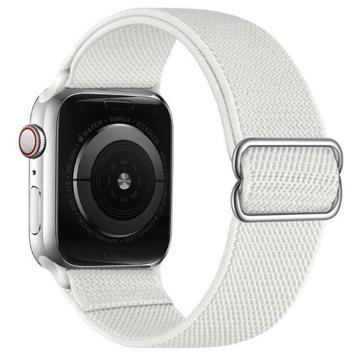 фото Ремешок тканевый для часов apple watch 4/5/se/6 диагональю экрана 38/40мм белый kamukamu