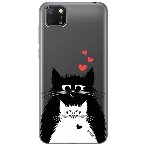фото Ультратонкий силиконовый чехол-накладка clearview 3d для huawei y5p / honor 9s с принтом "cats in love" gosso