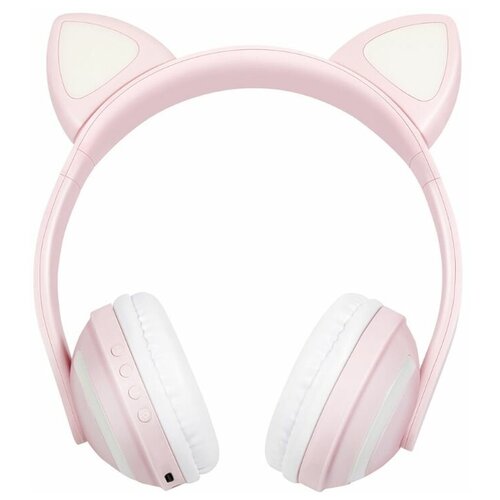 Беспроводные Bluetooth наушники светящиеся с ушками ZW-19 Розовые, 5 режимов подсветки. беспроводные наушники светящиеся borofone bo18 cat ear белые розовые