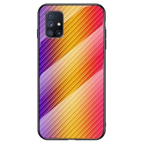 фото Чехол-бампер mypads для samsung galaxy m51 (европейская версия) стеклянный из закаленного стекла с эффектом градиент зеркальный блестящий переливающийся желтый