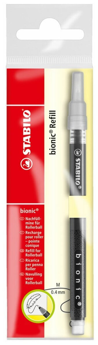 Стержень для ручек-роллеров bionic 0,40мм, черный, 1 шт в упаковке