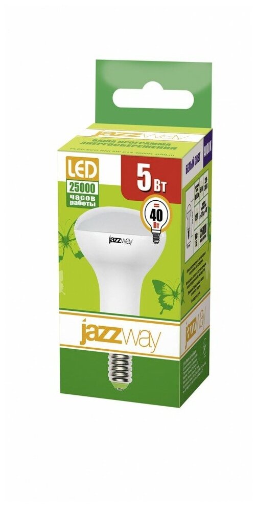 Светодиодная лампа JazzWay PLED ECO 5W эквивалент 40W 4000K 400Лм Е14 для спотов R50