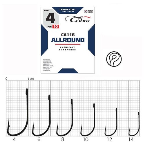 фото Крючки cobra allround сер. ca116 разм. 008 10шт.