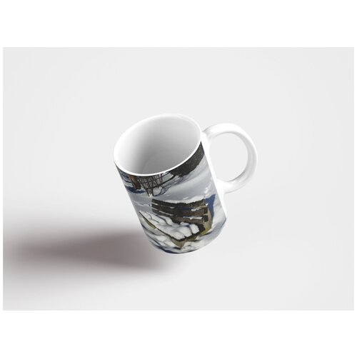 фото Кружка "скамейке в парке, зима, снег 320 мл. белая" lotsprints