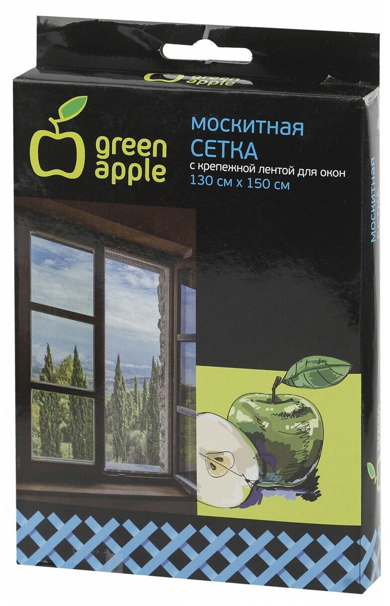 Москитная сетка для окон GREEN APPLE 130*150см (сетка + крепежная лента) GBN001