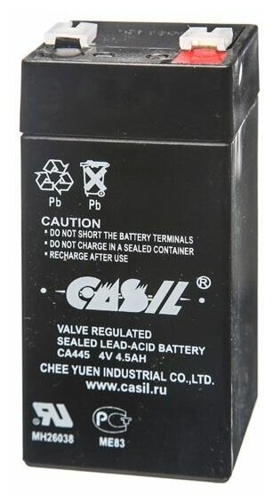 Свинцово-кислотный аккумулятор CASIL CA445 (4 В, 4.5 Ач)