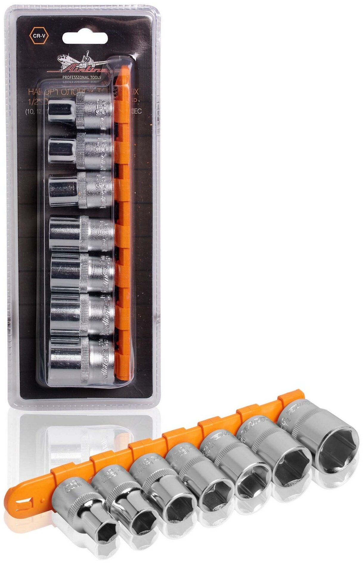 Набор головок торцевых 1/2" DR шестигранных 7пр. (10,12,14,15,17,19,22мм) (AT-7-31) AIRLINE
