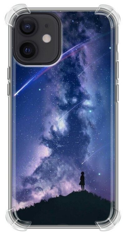 Дизайнерский силиконовый с усиленными углами чехол для Айфон 12 мини / Iphone 12 Mini Галактика