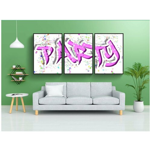 фото Набор модулных постеров для интерьера "партия, празднование, исправлено" 60x90 см. в тубусе, без рамки lotsprints