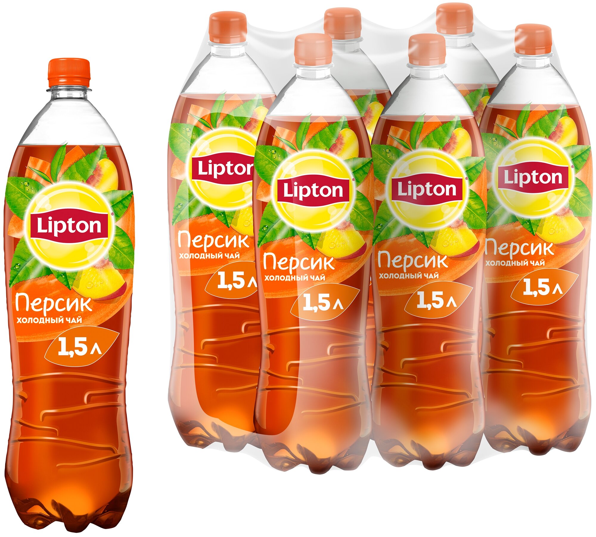 Чай Lipton Персик 1,5 л ПЭТ 6шт - фотография № 1