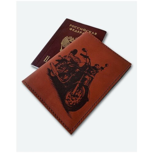 фото Обложка для паспорта kaza, натуральная кожа, коричневый
