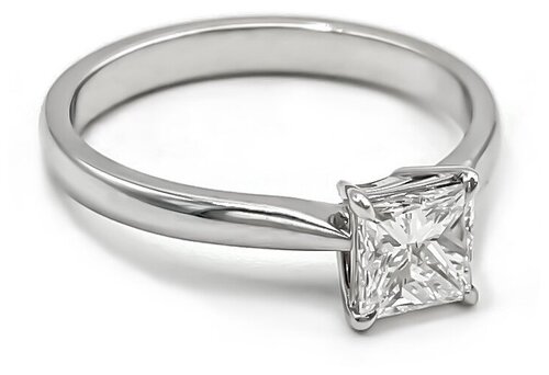 Кольцо помолвочное Crystal Merchant, белое золото, 750 проба, родирование, бриллиант, размер 16.5, белый, серебряный
