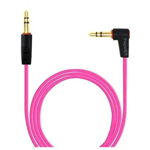Кабель аудио 3.5мм Premier 5-232L штекер-штекер 3.5 мм угловой - 1 метр, розовый кабель аудио 3 5мм borofone bl1 red штекер штекер 3 5 мм 1 метр красный
