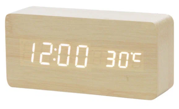 Настольные цифровые часы-будильник VST-862 (Светло-коричневые с белыми цифрами) - фотография № 1