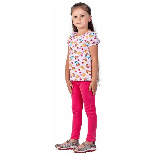 фото 7041-202 футболка для девочки (92-52(26); розовый/ пирожные (4043)) trend