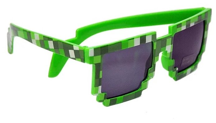Детские солнцезащитные очки Майнкрафт зеленые пиксельные 